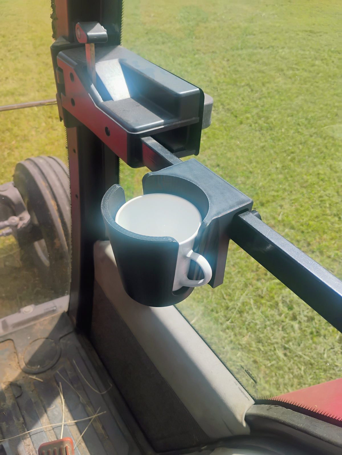 Cup Holder for Case IH / International Harvester Maxxum Cab Tractors - Door Grab Bar Mount